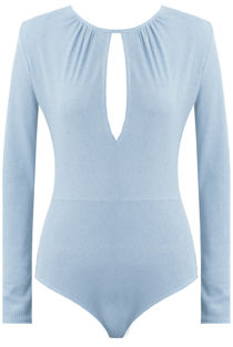Sky Blue Key Hole Ribbed Bodysuit