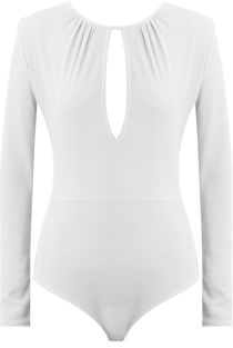 White Key Hole Ribbed Bodysuit