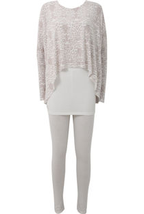 Beige Reptile Printed Pullover & Leggings Set