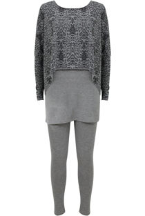 Grey Reptile Printed Pullover & Leggings Set