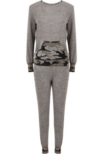 Grey Camouflage Embellished Tracksuit