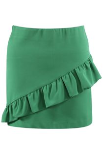  Green Frill Trim Skirt