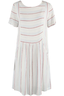Red Stripes Pleated Shift Dress