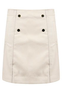 PU A-line Mini Skirt With Button Detail beige