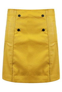 PU A-line Mini Skirt With Button Detail mustard