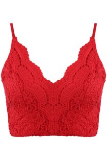 Red Scallop Edge Crochet Bralet