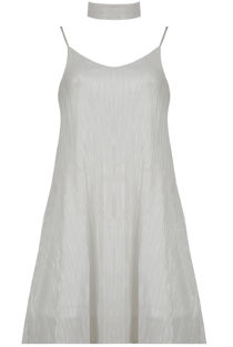 White Pleated Glitter Swing Dress with Matching Choker
