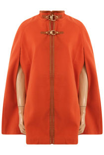 Buckle Neck Cape in Burnt Orange