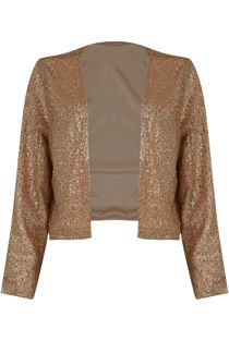 Gold Shimmer Sequin Cropped Jacket