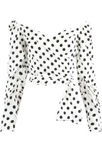 White Polka Dot Sweetheart Blouse