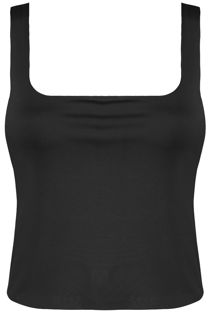 Black Square Neck Crop Tops