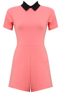 Coral Peter Pan Collar Back Zip Up Playsuit