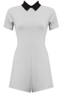 Cream Peter Pan Collar Back Zip Up Playsuit