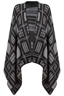 Grey Blocks Waterfall Cardigan