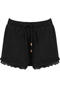Black Border Lace Detail Tie Up Shorts