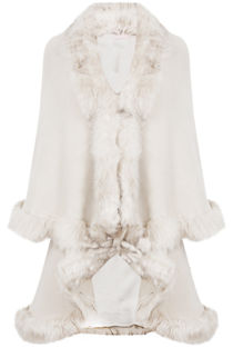 Cream Fur Trimmed Layered Cape