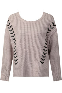 Light Pink PU Lace Chunky Knit Jumper