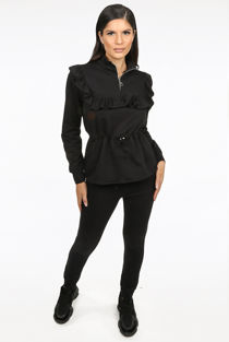 Ruffle Zip Neck Loungewear