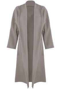 Grey Front Pocketed Longline Coat