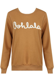 Camel Oohlala Slogan Ribbed Jumper