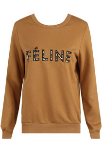Camel FELINE Slogan Ribbed Jumper