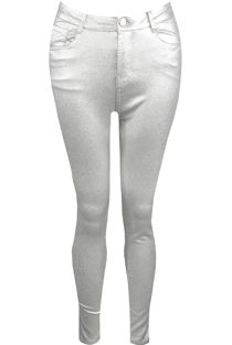 Silver Wax Finish Skinny Jeans