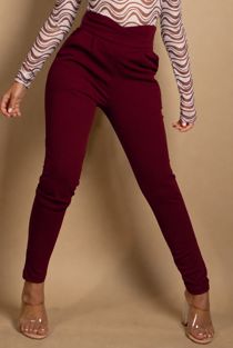 Wine Cross Over High Waisted Trousers