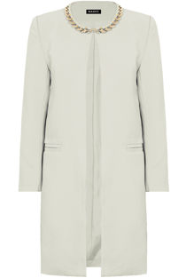 Cream Gold Chain Neck Structured Coat