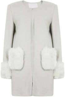 Cream Detachable Fur Detail Over Coat 