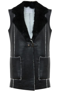 Black Fur Lined PVC Gilet