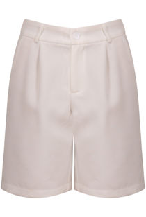 White Tailored Longline Pintuck Front Detail Tailored Shorts