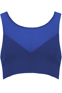 Sweetheart Mesh Panel Crop Top In Royal Blue