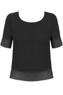 Black Cut Out Open Back Short Sleeve Tops