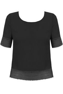 Black Open Back Short Sleeve Top 