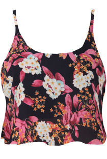 Navy Floral Print Chiffon Cropped Cami