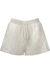 White Crochet Lace Line Shorts