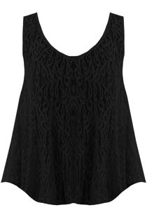 Black Lace Textured Sleeveless Top