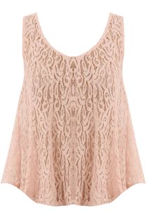 Pink Lace Textured Sleeveless Top