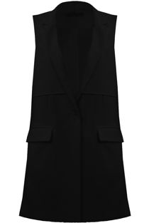 Black Tailored Side Pocketed Waistcoat