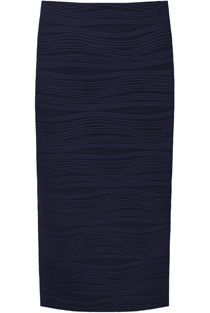 Wavy Rib Midi Skirt In Navy