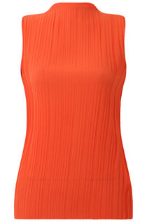Orange High Neck Frill Tops