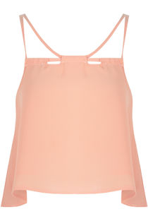 Pink Front Cut Out Crop Tops
