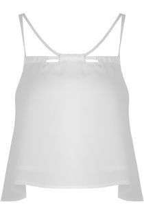 White Front Cut Out Crop Tops