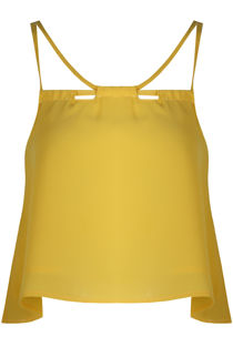 Yellow Front Cut Out Crop Tops