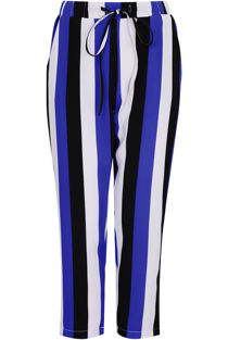 Blue Bold Stripe Cropped Trousers