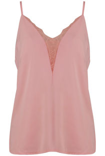 Rose Lace Plunge Neck Deep Back Cami 