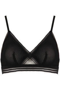 Black Mesh Crossover Lace Border Bralet