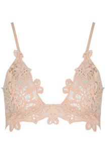 Floral Crochet Triangle Bra In Rose