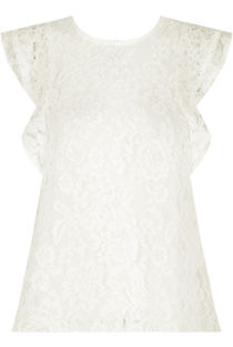White Floral Lace Crochet Layered Sleeve Crop Tops