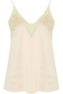 Cream Satin Netted Crop Tops